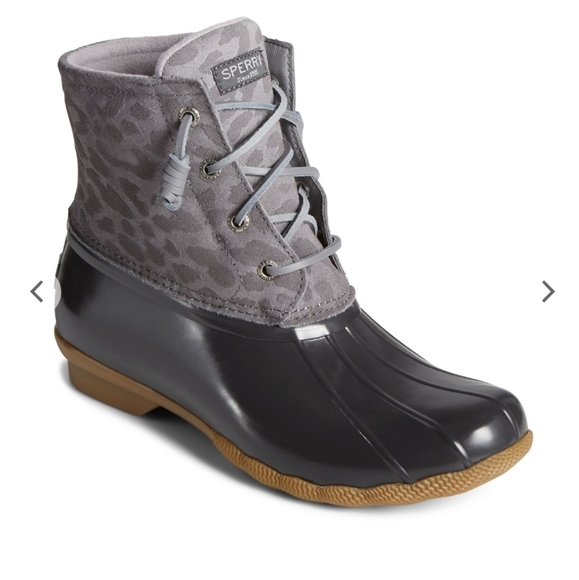Sperry Saltwater Cheetah Gray Women's Duck Boots Size 7.5 - Picture 2 of 12